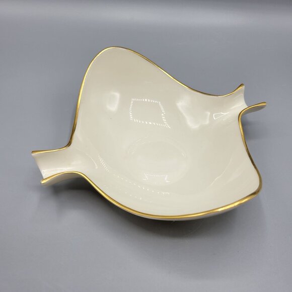 Vintage Lenox Ivory Porcelain Bowl Ash Tray Trinket Dish Gold Trim - Picture 6 of 12